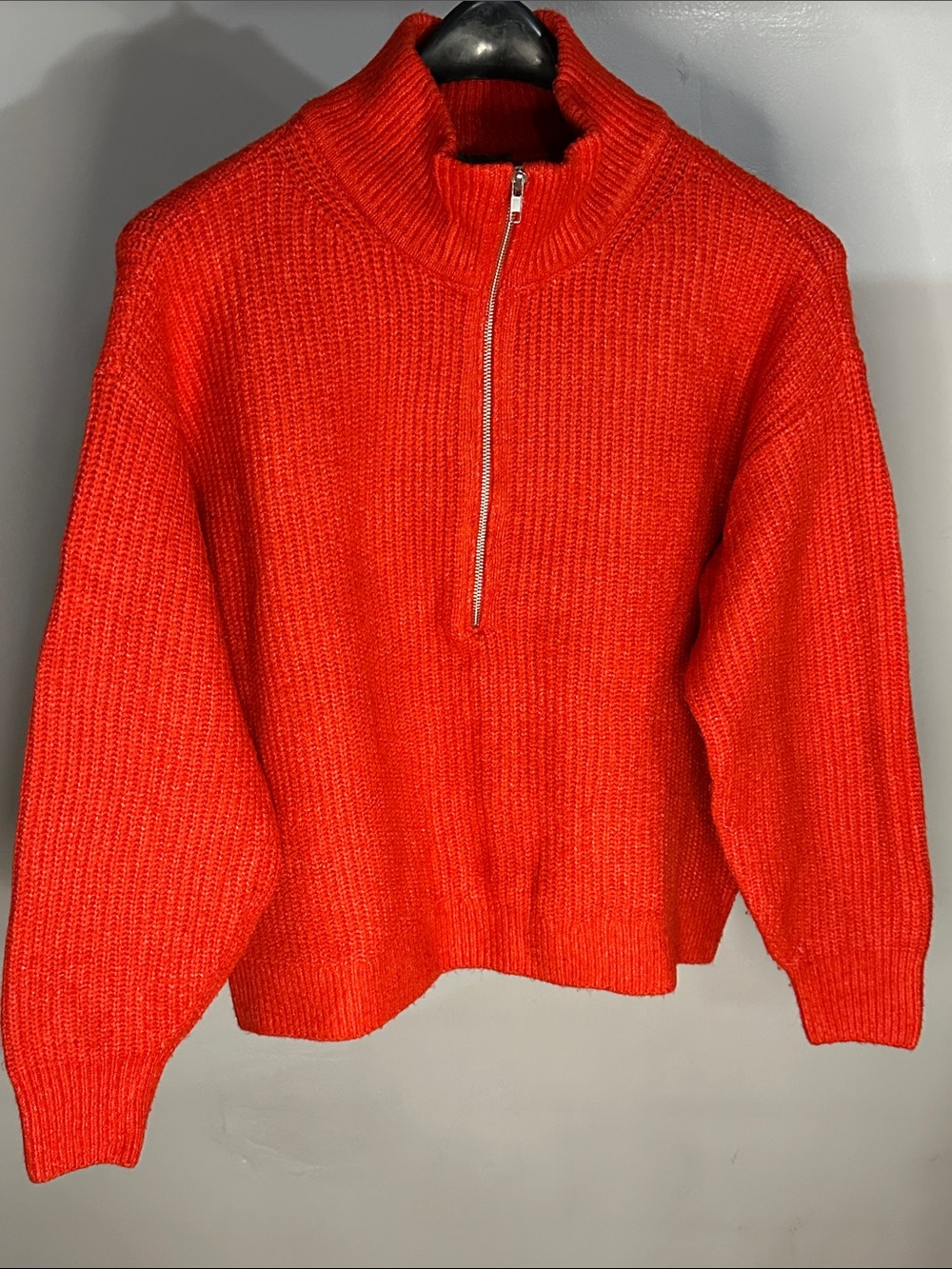 Vince Camuto Bright Red Half-Zip Turtleneck Sweater